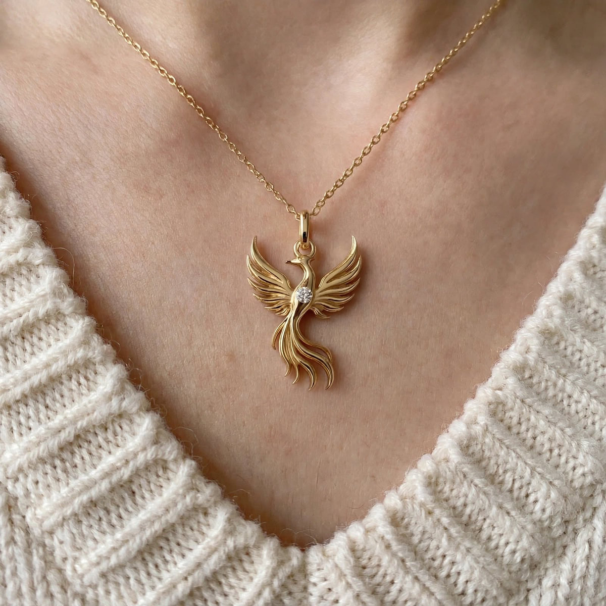 Anka Kuşu Kolye | Fable Serisi | Altın Kaplama 925 Gümüş | Mihu Jewelry