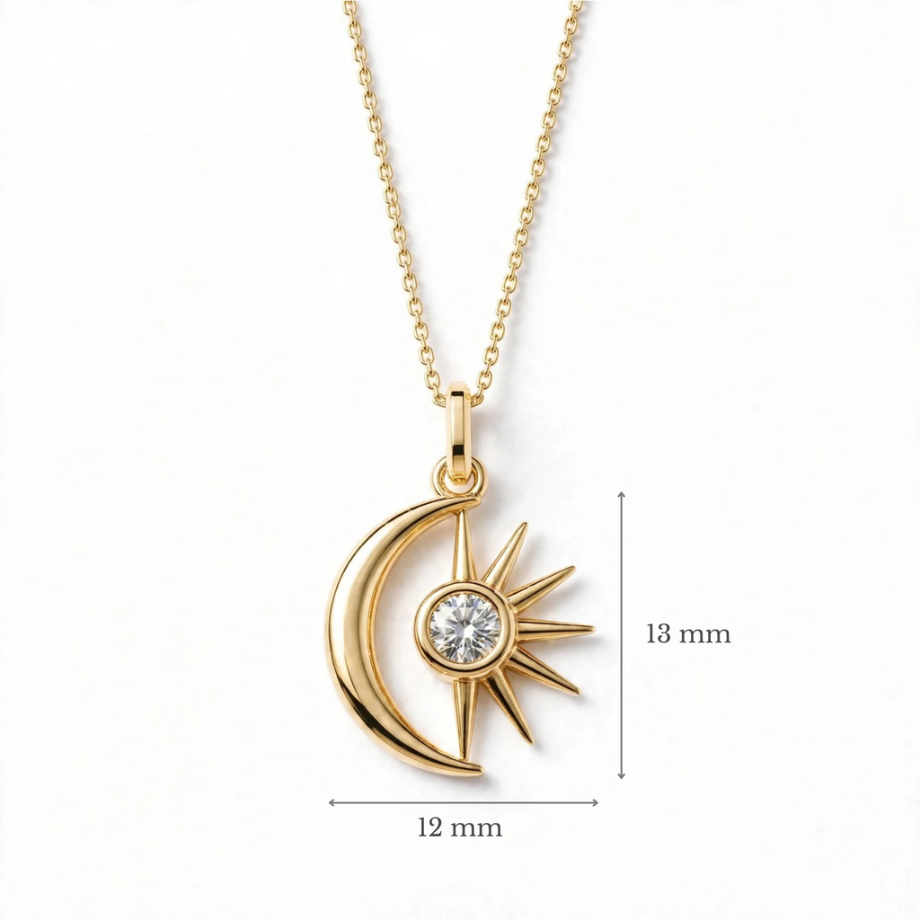 Ay & Güneş Kolye | Fable Serisi | Altın Kaplama 925 Gümüş | Mihu Jewelry