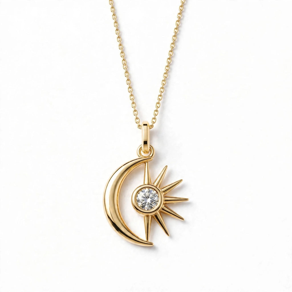 Ay & Güneş Kolye | Fable Serisi | Altın Kaplama 925 Gümüş | Mihu Jewelry