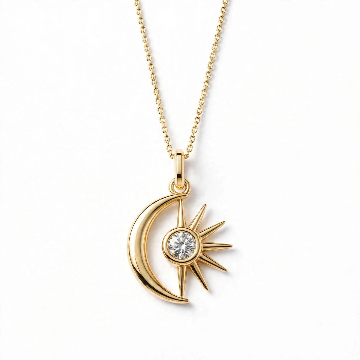 Ay & Güneş Kolye | Fable Serisi | Altın Kaplama 925 Gümüş | Mihu Jewelry