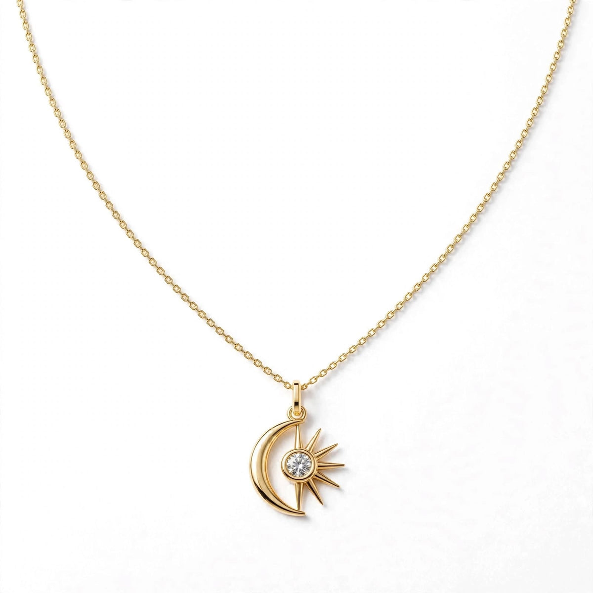 Ay & Güneş Kolye | Fable Serisi | Altın Kaplama 925 Gümüş | Mihu Jewelry