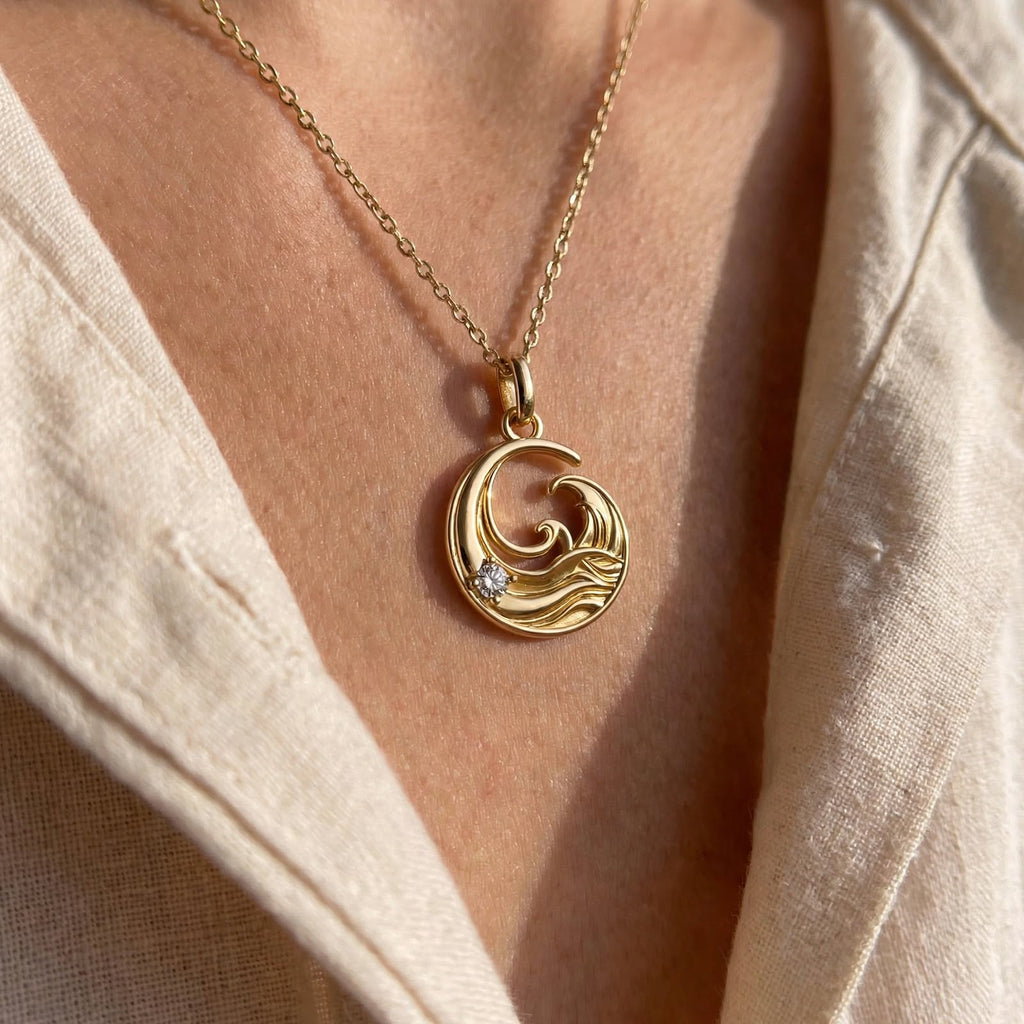 ESTP Dalga Kolye | Altın Kaplama 925 Gümüş | Mihu Jewelry