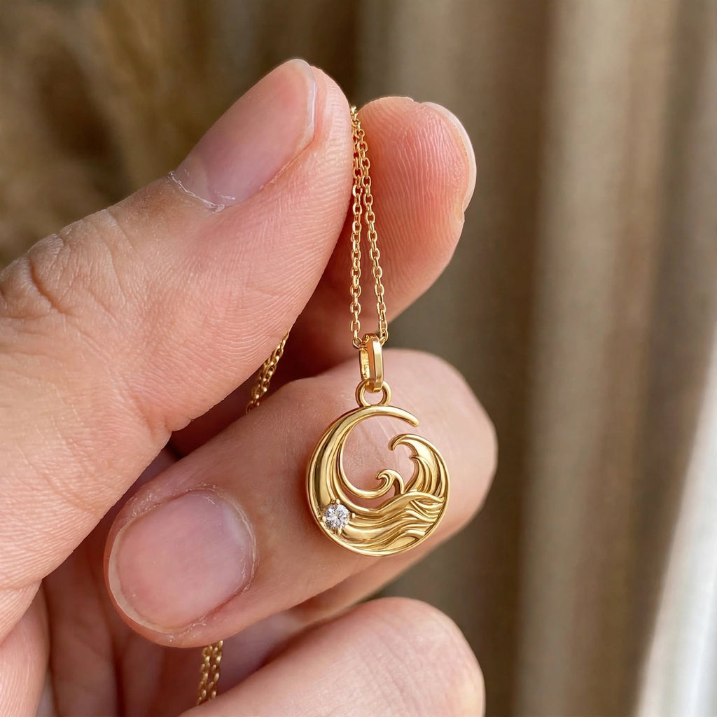ESTP Dalga Kolye | Altın Kaplama 925 Gümüş | Mihu Jewelry