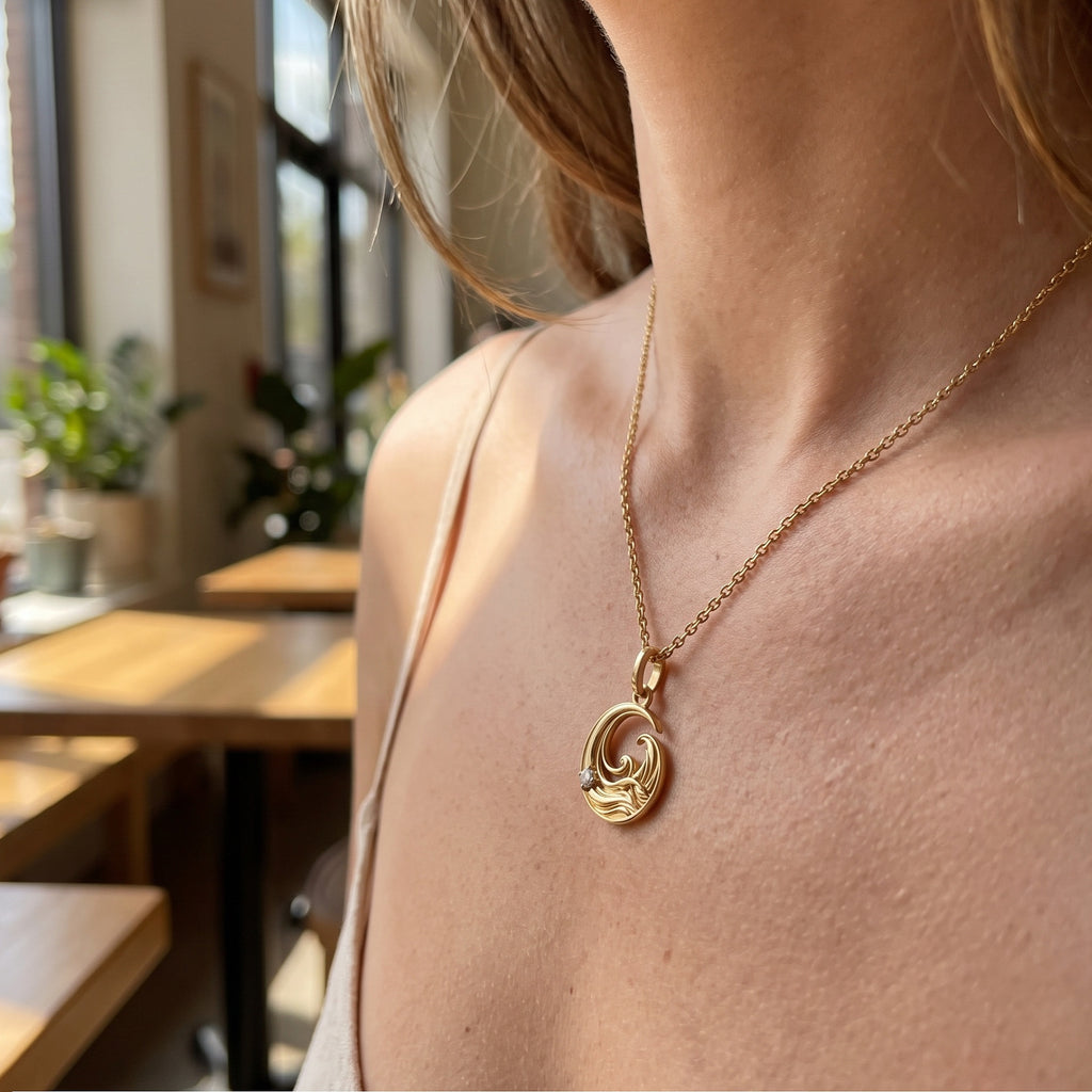 ESTP Dalga Kolye | Altın Kaplama 925 Gümüş | Mihu Jewelry