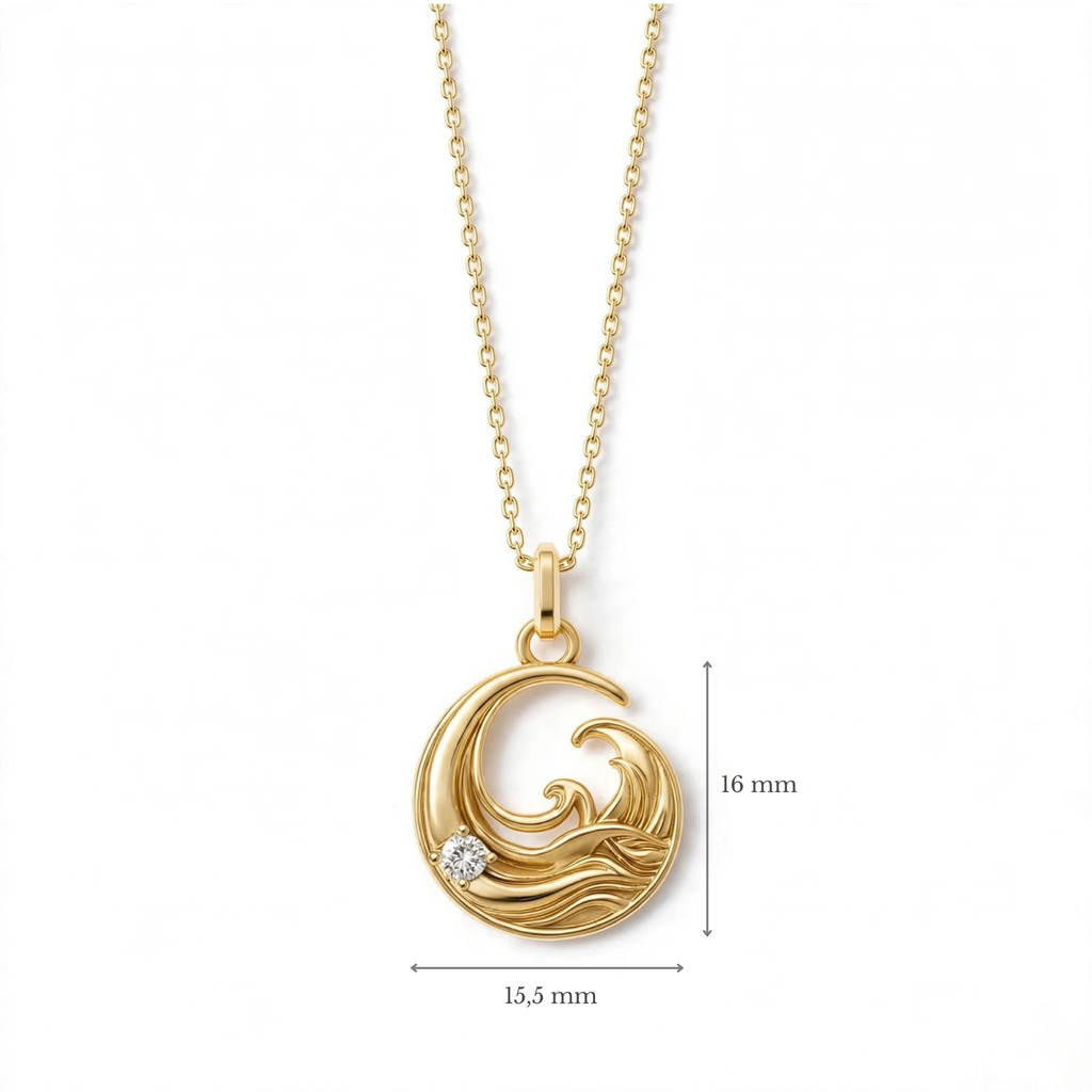 ESTP Dalga Kolye | Altın Kaplama 925 Gümüş | Mihu Jewelry