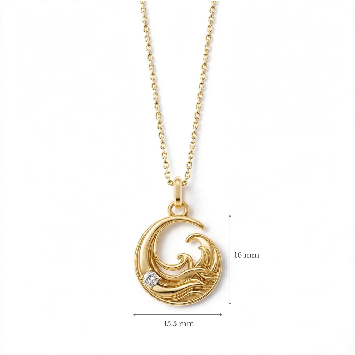 ESTP Dalga Kolye | Altın Kaplama 925 Gümüş | Mihu Jewelry