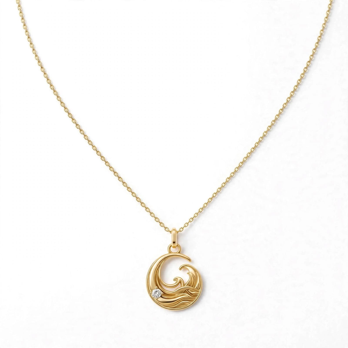 ESTP Dalga Kolye | Altın Kaplama 925 Gümüş | Mihu Jewelry