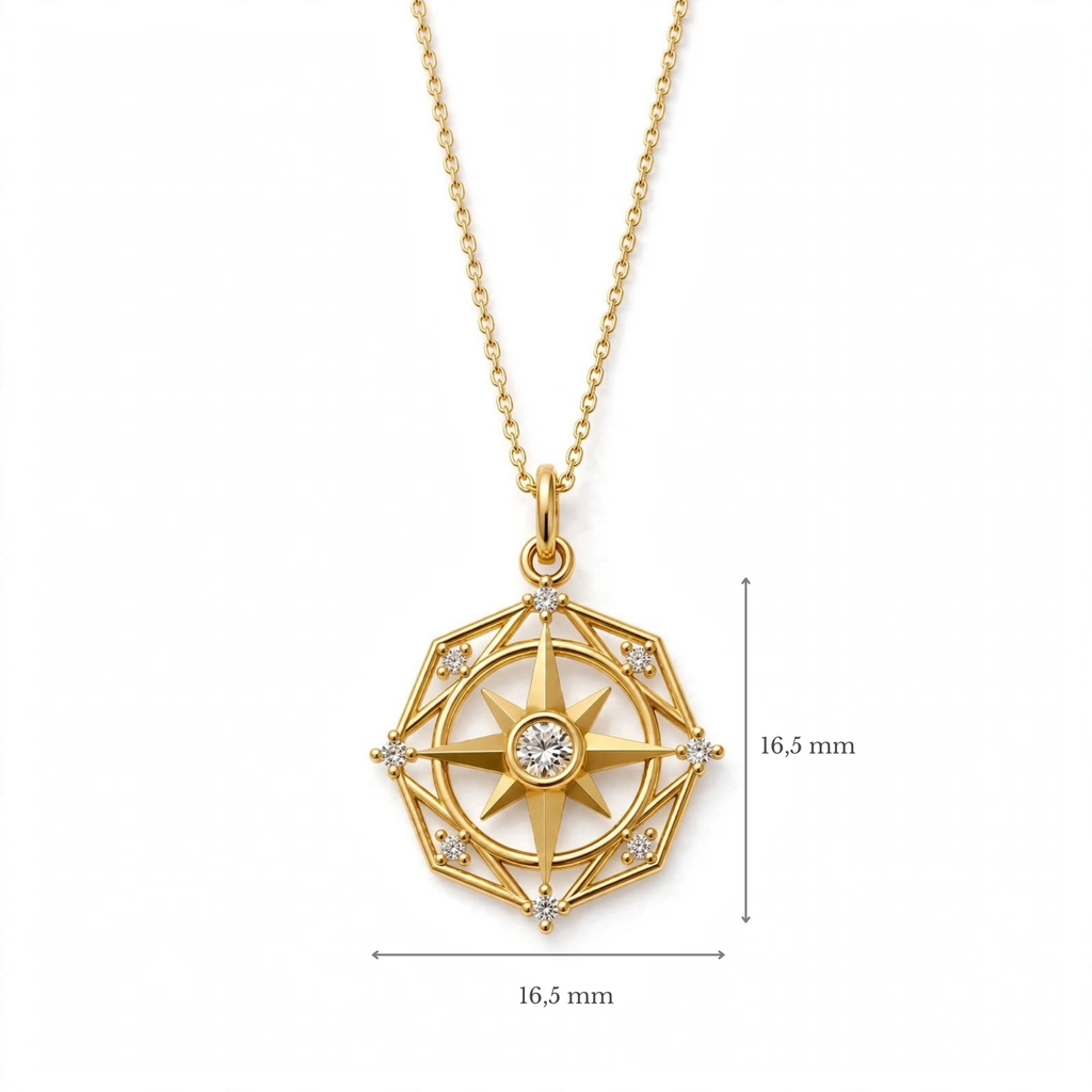 ENTP Pusula Kolye | Altın Kaplama 925 Gümüş | Mihu Jewelry