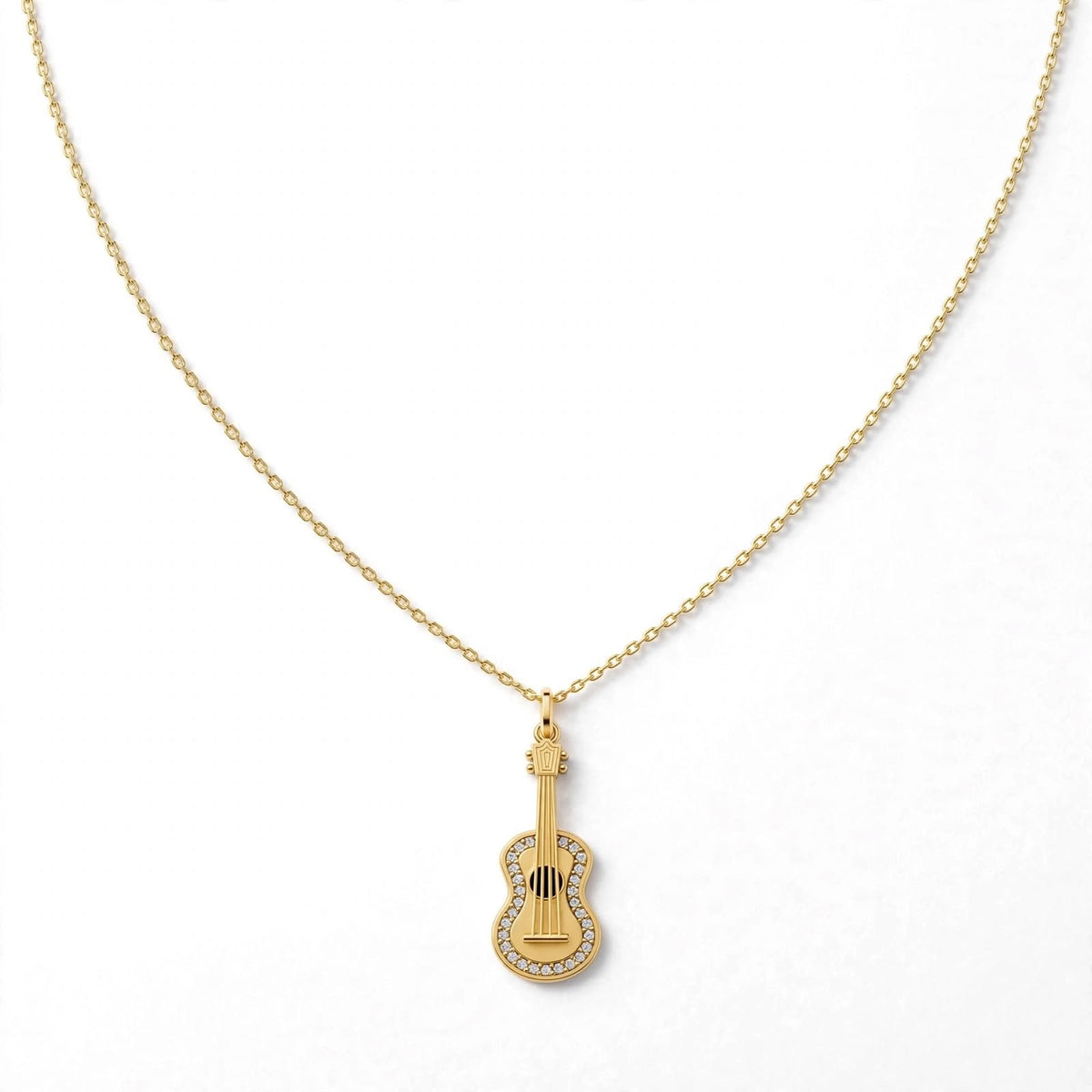 Gitar Kolye | Fable Serisi | Altın Kaplama 925 Gümüş | Zirkon Taşlı | Mihu Jewelry