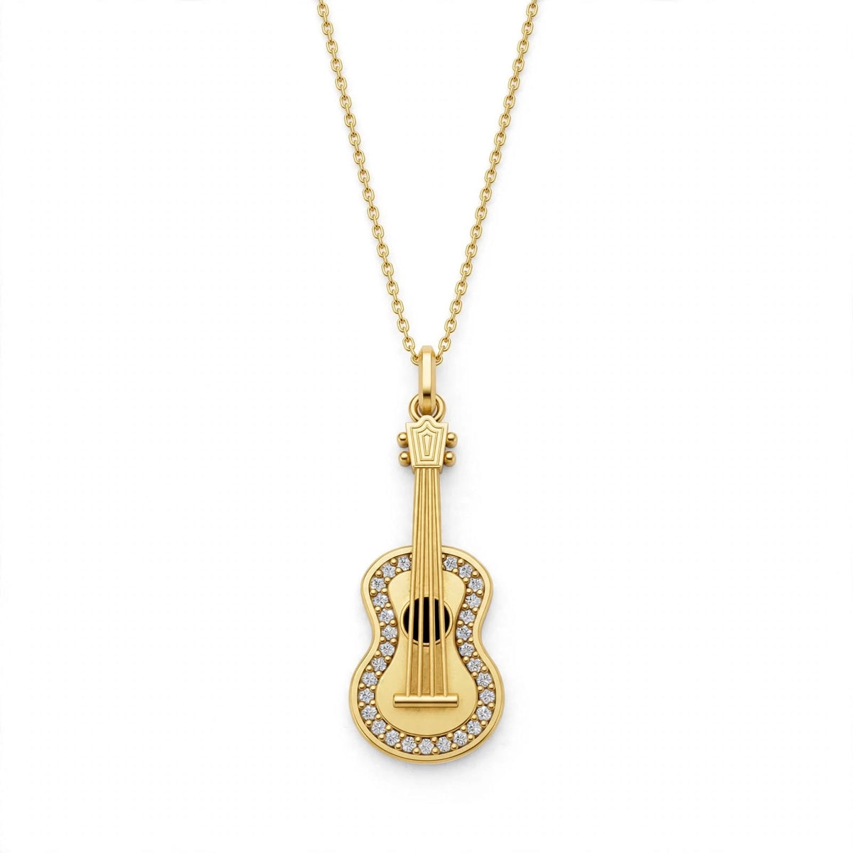 Gitar Kolye | Fable Serisi | Altın Kaplama 925 Gümüş | Zirkon Taşlı | Mihu Jewelry