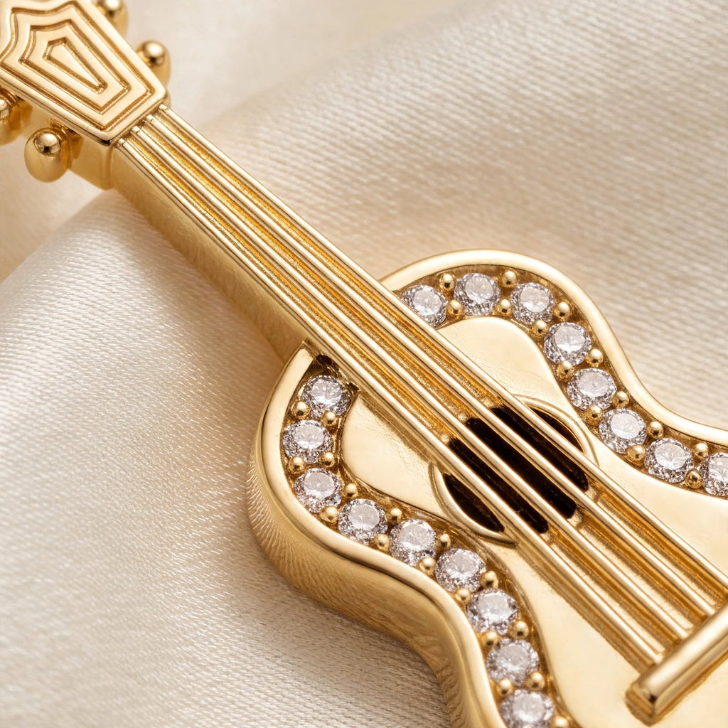 Gitar Kolye | Fable Serisi | Altın Kaplama 925 Gümüş | Zirkon Taşlı | Mihu Jewelry