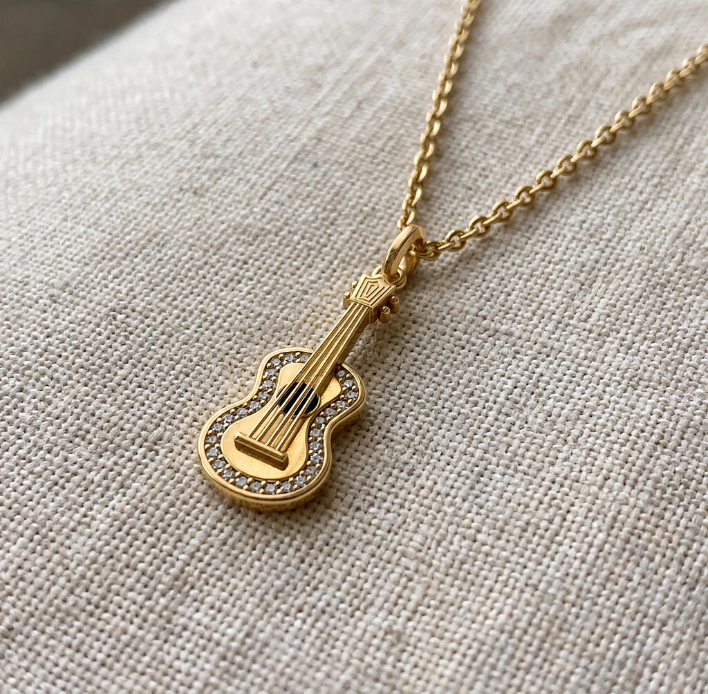Gitar Kolye | Fable Serisi | Altın Kaplama 925 Gümüş | Zirkon Taşlı | Mihu Jewelry