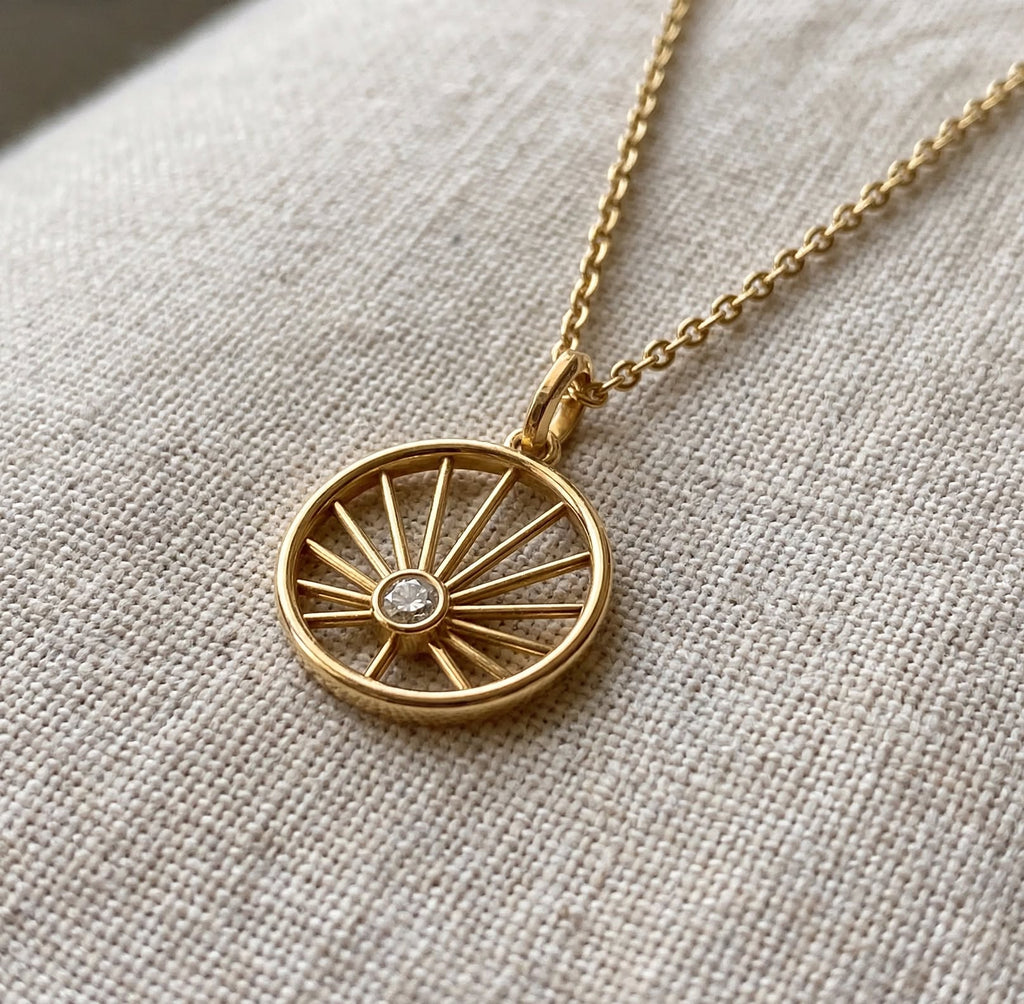 Güneş Madalyon Kolye | Fable Serisi | Altın Kaplama 925 Gümüş | Mihu Jewelry