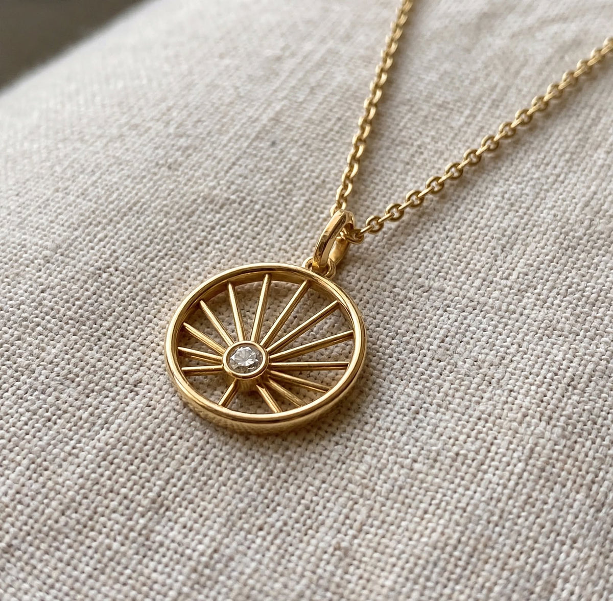 Güneş Madalyon Kolye | Fable Serisi | Altın Kaplama 925 Gümüş | Mihu Jewelry