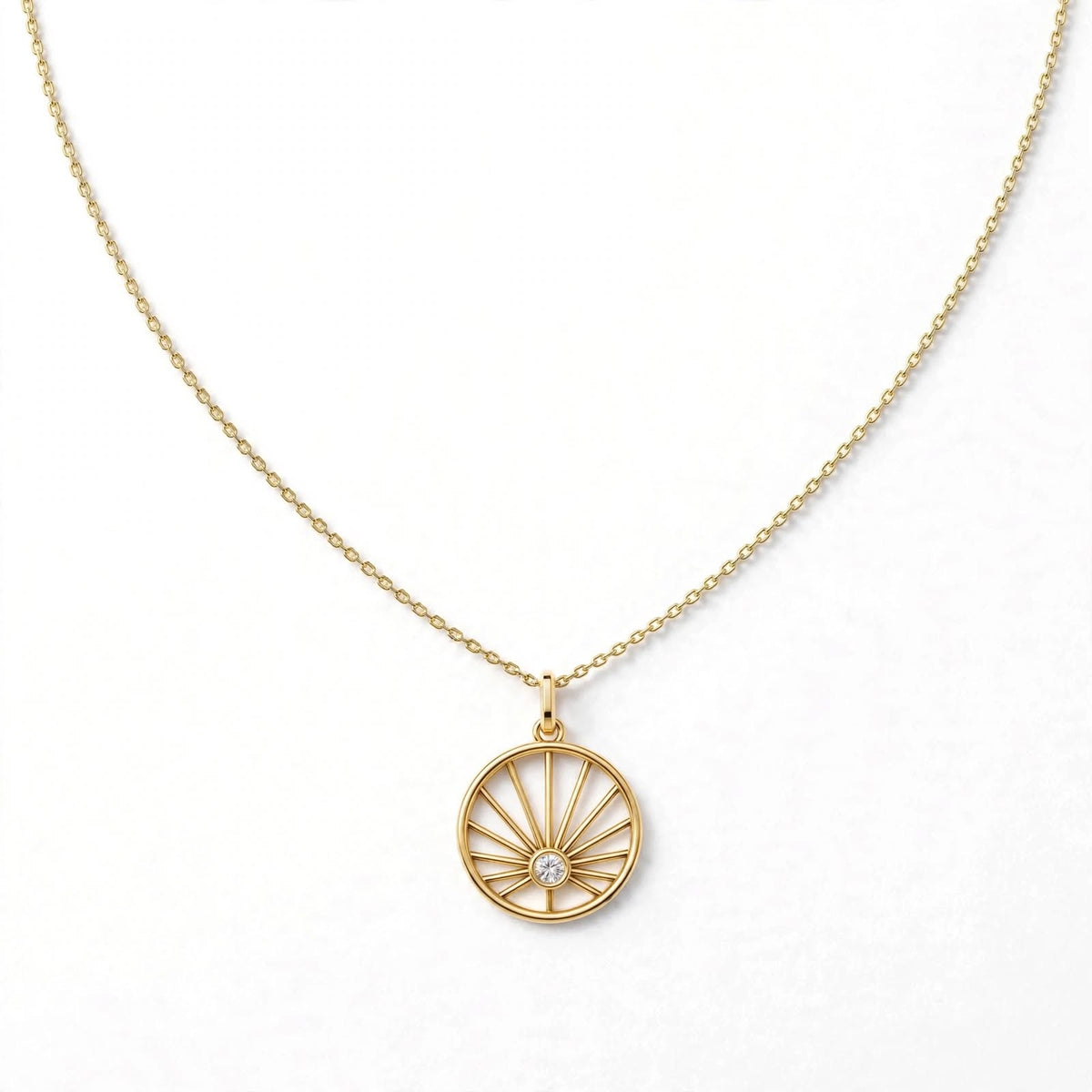 Güneş Madalyon Kolye | Fable Serisi | Altın Kaplama 925 Gümüş | Mihu Jewelry