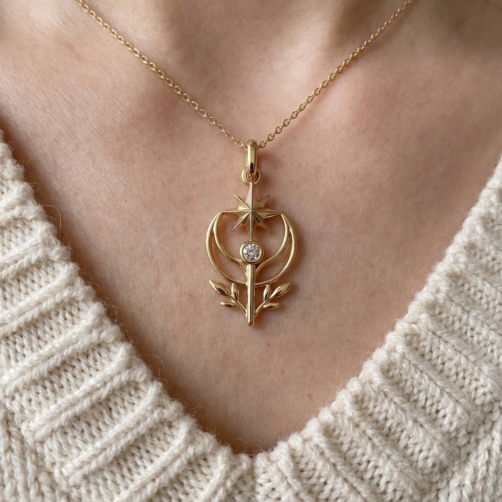 Kuzey Yıldızı Lale Kolye | Fable Serisi | 925 Gümüş | Mihu Jewelry
