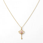 Lotus Anahtar Kolye | Fable Serisi | Altın Kaplama 925 Gümüş | Pembe Zirkon | Mihu Jewelry