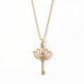 Lotus Anahtar Kolye | Fable Serisi | Altın Kaplama 925 Gümüş | Pembe Zirkon | Mihu Jewelry