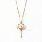Lotus Anahtar Kolye | Fable Serisi | Altın Kaplama 925 Gümüş | Pembe Zirkon | Mihu Jewelry