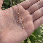 Lotus Anahtar Kolye | Fable Serisi | Altın Kaplama 925 Gümüş | Pembe Zirkon | Mihu Jewelry