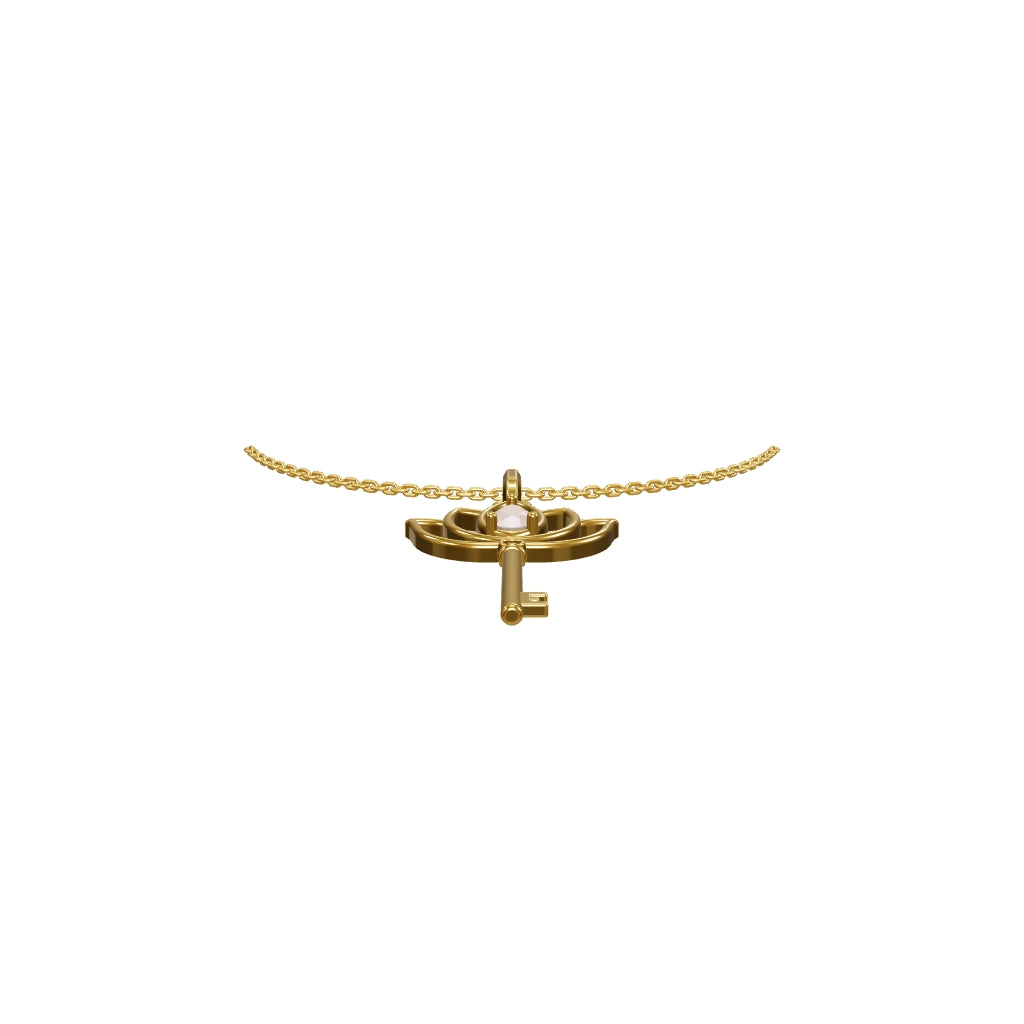 Lotus Anahtar Kolye | Fable Serisi | Altın Kaplama 925 Gümüş | Pembe Zirkon | Mihu Jewelry
